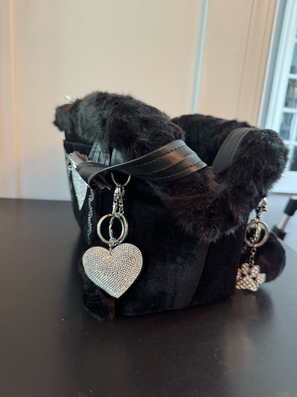 Custom Handmade Black Small Pet Carrier w/Rhinestones - Picture 14 of 16